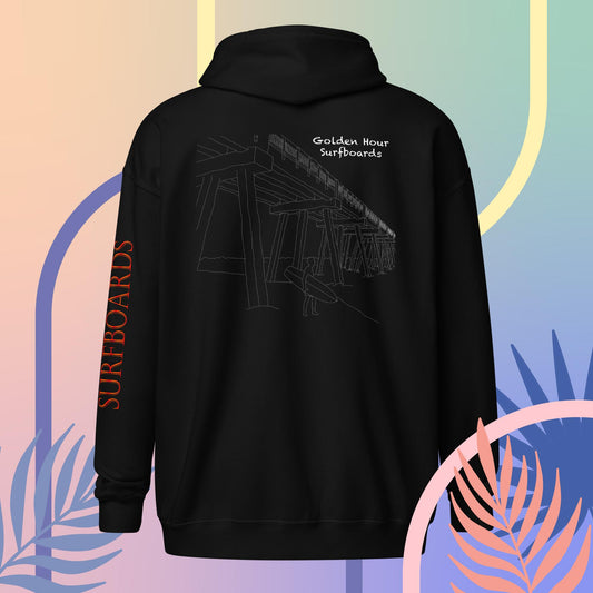 Fight the power, surf the pier zip-up hoodie