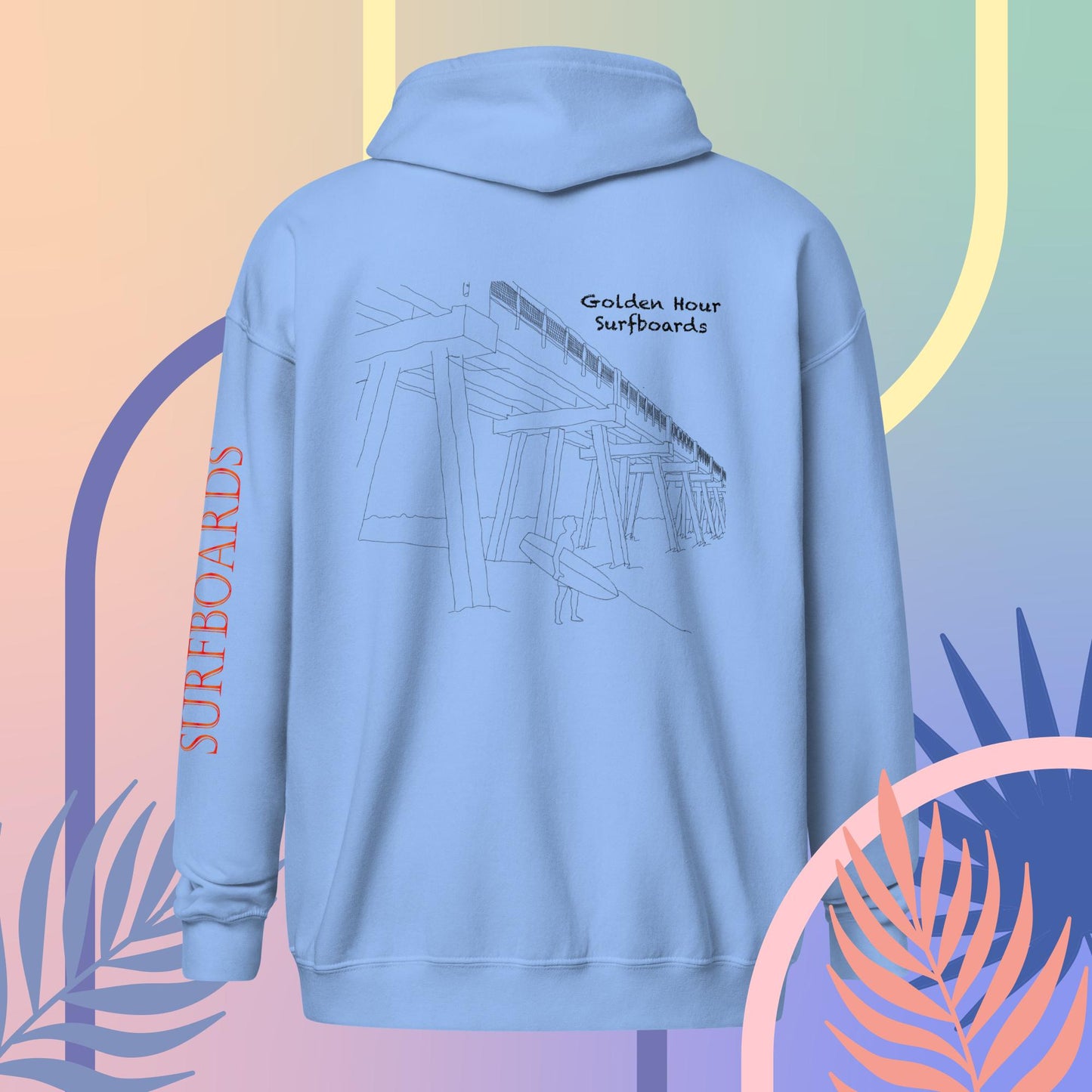 Fight the power, surf the pier zip-up hoodie