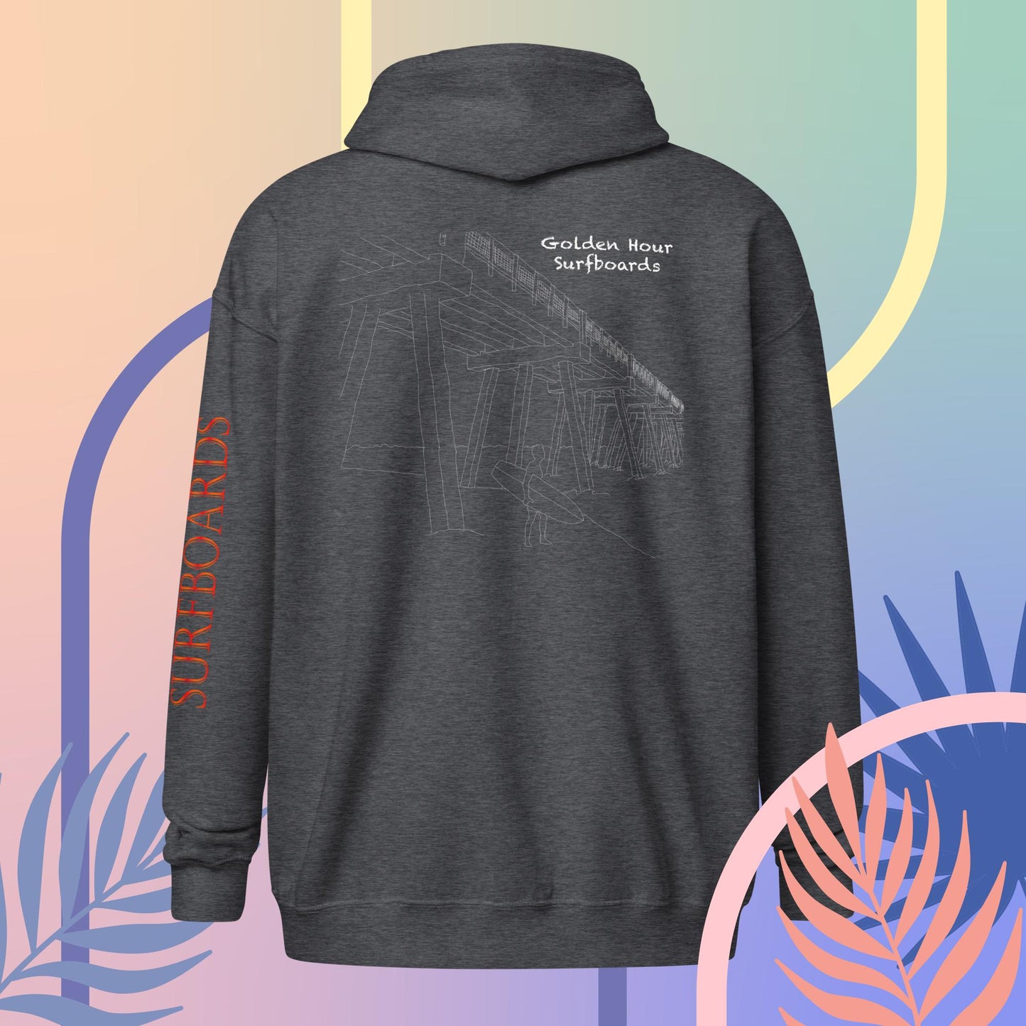 Fight the power, surf the pier zip-up hoodie